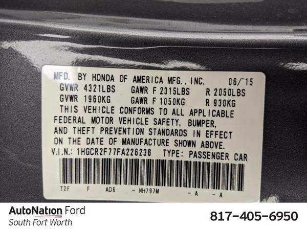 2015 Honda Accord EX SKU:FA226236 Sedan - cars & trucks - by dealer... for sale in Fort Worth, TX – photo 24