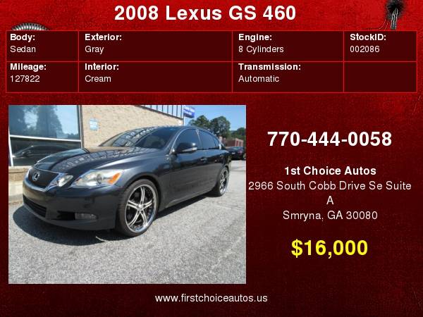 2008 Lexus GS 460 4dr Sdn for sale in Smryna, GA – photo 5