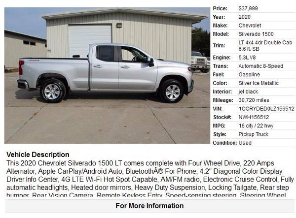 2020 Chevrolet 1500 Double Cab 4x4 - cars & trucks - by dealer -... for sale in Jefferson City, MO – photo 2