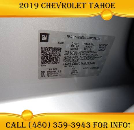2019 Chevrolet Tahoe LT - Finance Low for sale in Avondale, AZ – photo 18