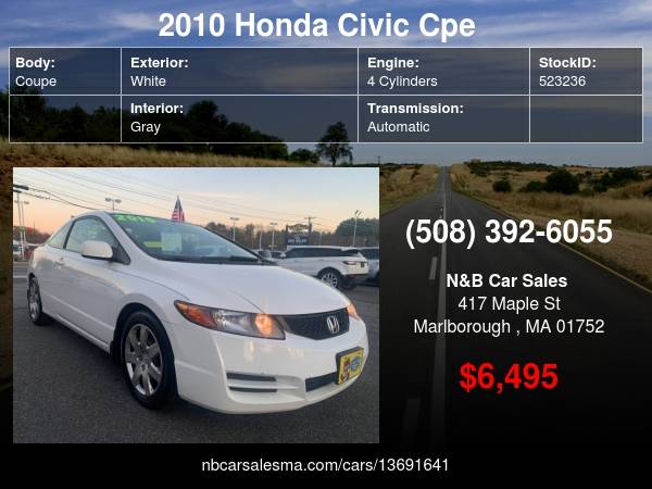 2010 Honda Civic Cpe 2dr Auto LX - cars & trucks - by dealer -... for sale in Marlborough , MA – photo 24