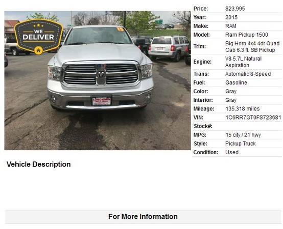 2015 RAM 1500 - - by dealer - vehicle automotive sale for sale in milwaukee, WI – photo 2