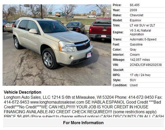 2009 CHEVROLET EQUINOX - - by dealer - vehicle for sale in milwaukee, WI – photo 2